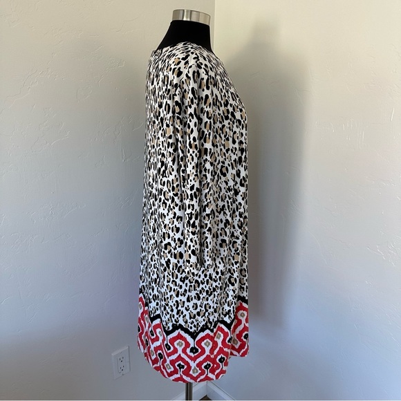 Chico's Animal-Print Shift Midi Dress Stretch Boho Size 16/18P - Picture 5 of 11